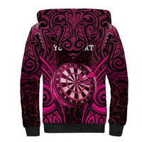 Personalised New Zealand Darts Sherpa Hoodie Pink Dart Board Maori Pattern LT05 - Polynesian Pride