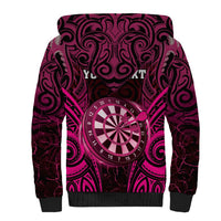 Personalised New Zealand Darts Sherpa Hoodie Pink Dart Board Maori Pattern LT05 - Polynesian Pride