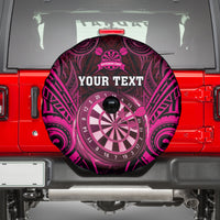 Personalised New Zealand Darts Spare Tire Cover Pink Dart Board Maori Pattern LT05 - Polynesian Pride