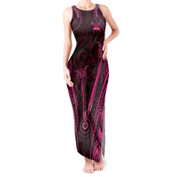 Personalised New Zealand Darts Tank Maxi Dress Pink Dart Board Maori Pattern LT05 Women Pink - Polynesian Pride