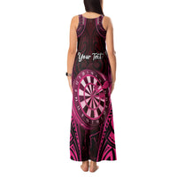 Personalised New Zealand Darts Tank Maxi Dress Pink Dart Board Maori Pattern LT05 - Polynesian Pride