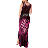 Personalised New Zealand Darts Tank Maxi Dress Pink Dart Board Maori Pattern LT05 - Polynesian Pride