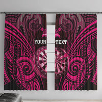 Personalised New Zealand Darts Window Curtain Pink Dart Board Maori Pattern LT05 With Hooks Pink - Polynesian Pride