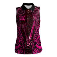 Personalised New Zealand Darts Women Sleeveless Polo Shirt Pink Dart Board Maori Pattern