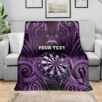 Personalised New Zealand Darts Blanket Purple Dart Board Maori Pattern LT05 - Polynesian Pride