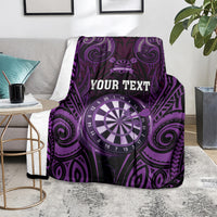 Personalised New Zealand Darts Blanket Purple Dart Board Maori Pattern LT05 - Polynesian Pride
