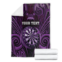 Personalised New Zealand Darts Blanket Purple Dart Board Maori Pattern LT05 - Polynesian Pride