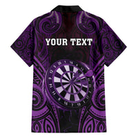 Personalised New Zealand Darts Hawaiian Shirt Purple Dart Board Maori Pattern LT05 - Polynesian Pride