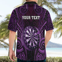 Personalised New Zealand Darts Hawaiian Shirt Purple Dart Board Maori Pattern LT05 - Polynesian Pride