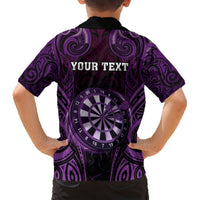 Personalised New Zealand Darts Hawaiian Shirt Purple Dart Board Maori Pattern LT05 - Polynesian Pride