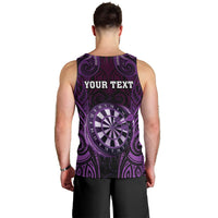 Personalised New Zealand Darts Men Tank Top Purple Dart Board Maori Pattern LT05 - Polynesian Pride