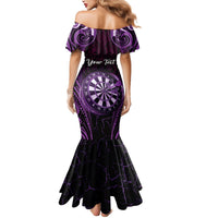 Personalised New Zealand Darts Mermaid Dress Purple Dart Board Maori Pattern LT05 - Polynesian Pride