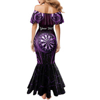 Personalised New Zealand Darts Mermaid Dress Purple Dart Board Maori Pattern LT05 - Polynesian Pride