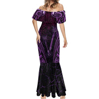 Personalised New Zealand Darts Mermaid Dress Purple Dart Board Maori Pattern LT05 - Polynesian Pride