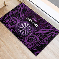 Personalised New Zealand Darts Rubber Doormat Purple Dart Board Maori Pattern LT05 - Polynesian Pride