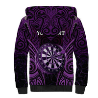 Personalised New Zealand Darts Sherpa Hoodie Purple Dart Board Maori Pattern LT05 - Polynesian Pride