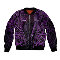 Personalised New Zealand Darts Sleeve Zip Bomber Jacket Purple Dart Board Maori Pattern LT05 Unisex Purple - Polynesian Pride
