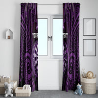 Personalised New Zealand Darts Window Curtain Purple Dart Board Maori Pattern LT05 - Polynesian Pride