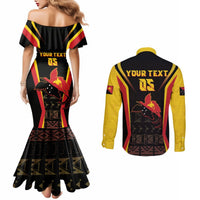 Custom Papua New Guinea Cricket Couples Matching Mermaid Dress and Long Sleeve Button Shirt 2024 World Cup LT05 - Polynesian Pride