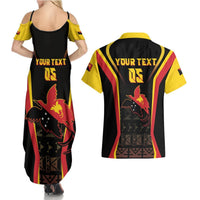 Custom Papua New Guinea Cricket Couples Matching Summer Maxi Dress and Hawaiian Shirt 2024 World Cup LT05 - Polynesian Pride