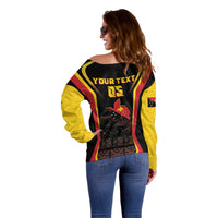 Custom Papua New Guinea Cricket Off Shoulder Sweater 2024 World Cup LT05 - Polynesian Pride