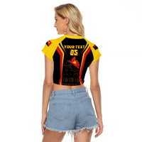 Custom Papua New Guinea Cricket Raglan Cropped T Shirt 2024 World Cup