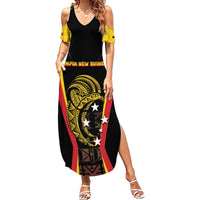 Custom Papua New Guinea Cricket Summer Maxi Dress 2024 World Cup LT05 Women Black - Polynesian Pride