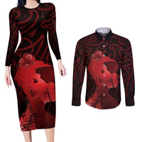 Aotearoa Mana Wahine Couples Matching Long Sleeve Bodycon Dress and Long Sleeve Button Shirt The Spiritual Power Of Women