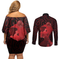 Aotearoa Mana Wahine Couples Matching Off Shoulder Short Dress and Long Sleeve Button Shirt The Spiritual Power Of Women