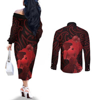 Aotearoa Mana Wahine Couples Matching Off The Shoulder Long Sleeve Dress and Long Sleeve Button Shirt The Spiritual Power Of Women