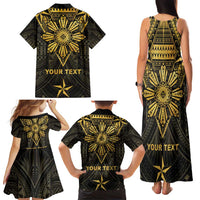 Personalised Philippines Independence Day Family Matching Tank Maxi Dress and Hawaiian Shirt Filipinos Sun Star Tribal
