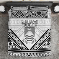 Kiribati Gospel Day Bedding Set Coat Of Arms Polynesian Pattern LT05 White - Polynesian Pride