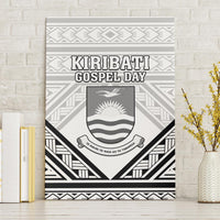 Kiribati Gospel Day Canvas Wall Art Coat Of Arms Polynesian Pattern LT05 Without Frame White - Polynesian Pride