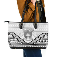 Kiribati Gospel Day Leather Tote Bag Coat Of Arms Polynesian Pattern LT05 - Polynesian Pride