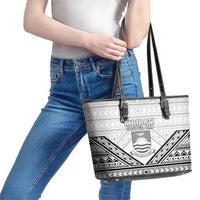 Kiribati Gospel Day Leather Tote Bag Coat Of Arms Polynesian Pattern LT05 - Polynesian Pride