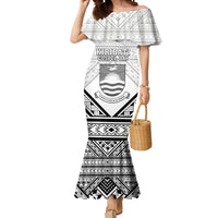 Personalised Kiribati Gospel Day Mermaid Dress Coat Of Arms Polynesian Pattern LT05 Women White - Polynesian Pride