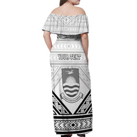 Personalised Kiribati Gospel Day Off Shoulder Maxi Dress Coat Of Arms Polynesian Pattern LT05 - Polynesian Pride