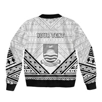 Personalised Kiribati Gospel Day Sleeve Zip Bomber Jacket Coat Of Arms Polynesian Pattern LT05 - Polynesian Pride