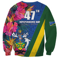 Solomon Islands Independence Day Sweatshirt Coat Of Arms With Tropical Flowers