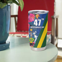 Solomon Islands Independence Day Tumbler Cup Coat Of Arms With Tropical Flowers