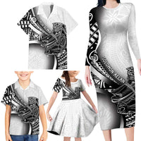 Solomon Islands Nguzunguzu Family Matching Long Sleeve Bodycon Dress and Hawaiian Shirt Polynesian Tribal Pattern