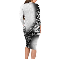 Solomon Islands Nguzunguzu Family Matching Long Sleeve Bodycon Dress and Hawaiian Shirt Polynesian Tribal Pattern