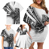 Solomon Islands Nguzunguzu Family Matching Off Shoulder Short Dress and Hawaiian Shirt Polynesian Tribal Pattern