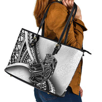 Solomon Islands Nguzunguzu Leather Tote Bag Polynesian Tribal Pattern