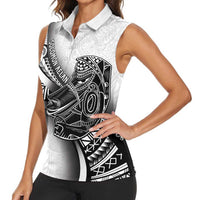 Solomon Islands Nguzunguzu Women Sleeveless Polo Shirt Polynesian Tribal Pattern