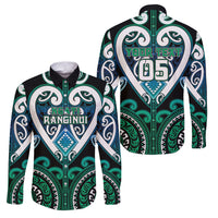 Custom Aotearoa Ngati Ranginui Family Matching Tank Maxi Dress and Hawaiian Shirt Maori Tribal Pattern LT05 Dad's Shirt - Long Sleeve Cyan - Polynesian Pride