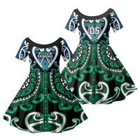 Custom Aotearoa Ngati Ranginui Family Matching Tank Maxi Dress and Hawaiian Shirt Maori Tribal Pattern LT05 Daughter's Dress Cyan - Polynesian Pride