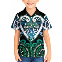 Custom Aotearoa Ngati Ranginui Kid Hawaiian Shirt Maori Tribal Pattern LT05 Kid Cyan - Polynesian Pride