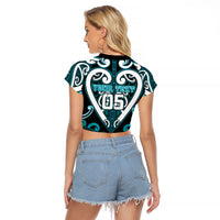 Custom Aotearoa Tapuika Raglan Cropped T Shirt Maori Tribal Pattern LT05 - Polynesian Pride