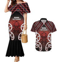Personalised Aotearoa Mana Motuhake Couples Matching Mermaid Dress and Hawaiian Shirt Poutama With Maori Pattern - Polynesian Pride